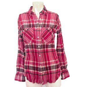 ❤RALPH LAUREN Shirt Womens XS Plaid Gauze Cotton 90's Cowgirl Nirvana Grunge EUC
